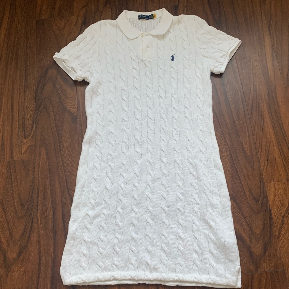 Ralph Lauren Ivory Cable Knit Polo Dress